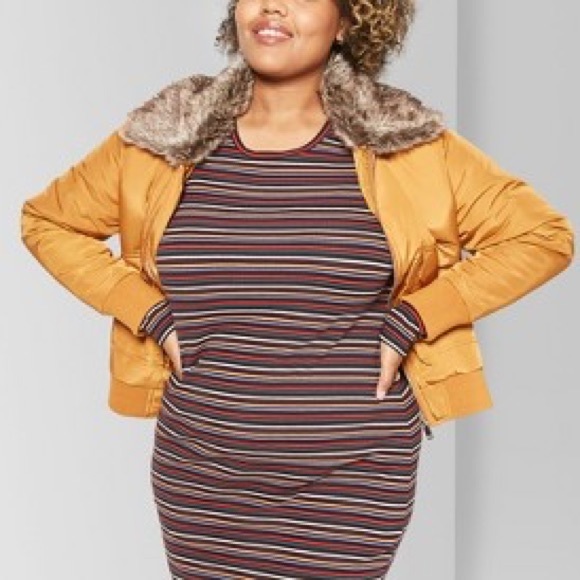 New Removable faux fur collar bomber Jacket -Camel - Picture 7 of 8